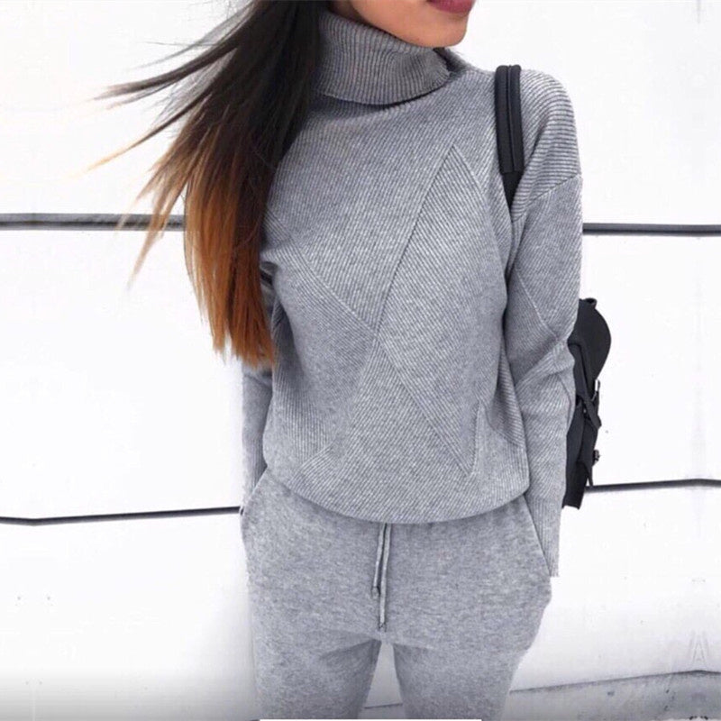 Pullover Sweater Tracksuit, Two Piece Set Knit Clothes